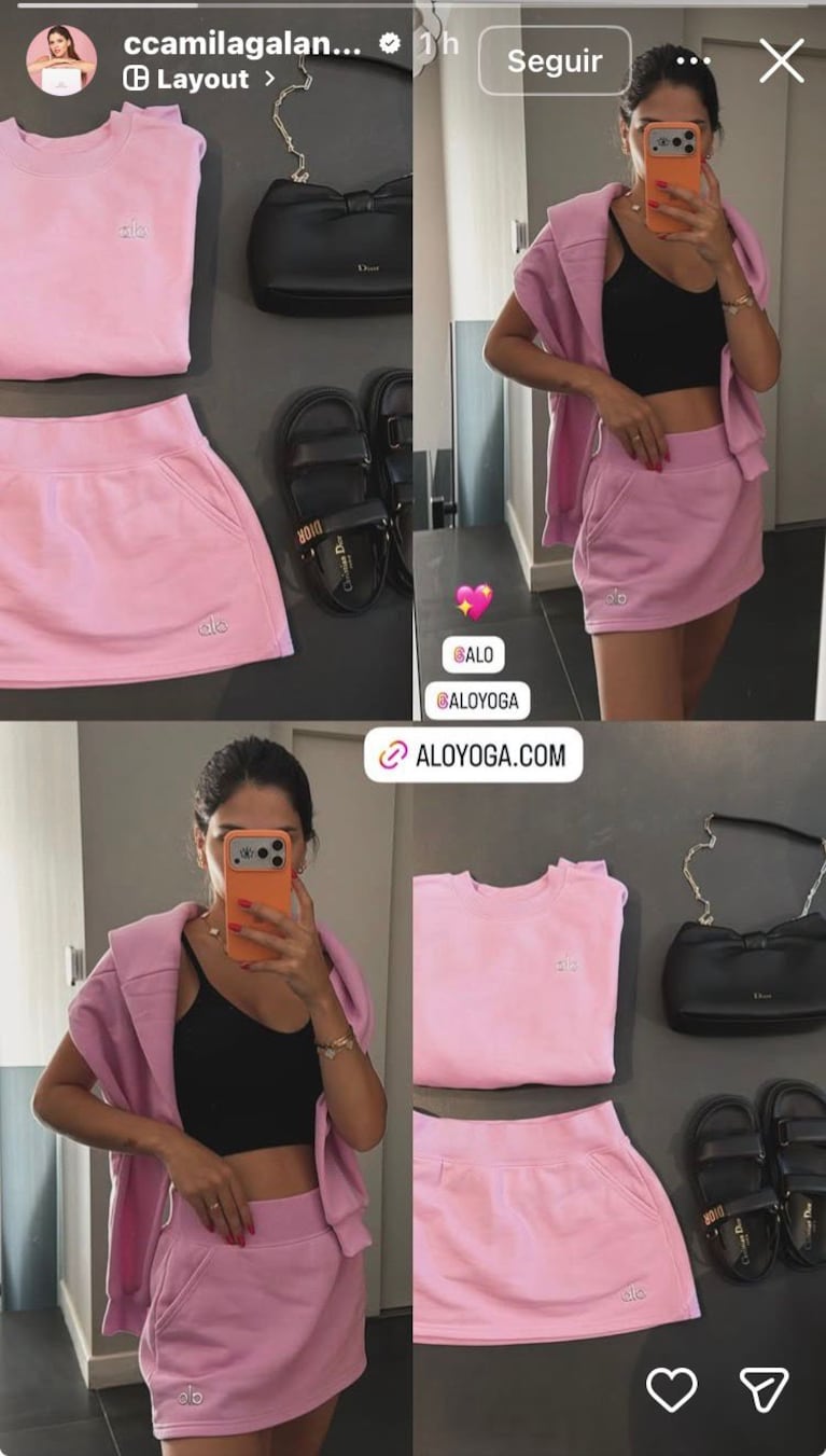 Camila Galante impone tendencia con sus looks deportivos pink (Foto: Instagram/@ccamilagalantee).