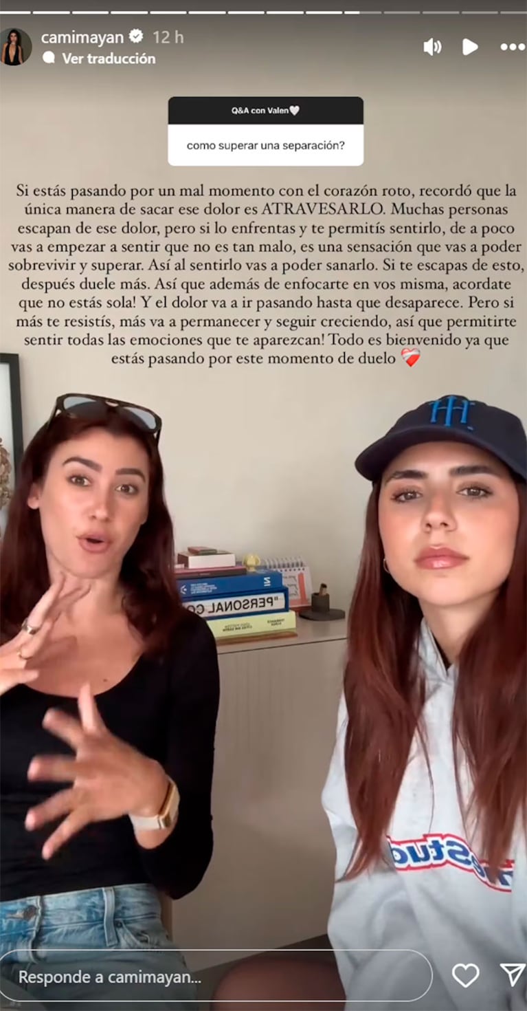 Camila Mayan en sus redes sociales.