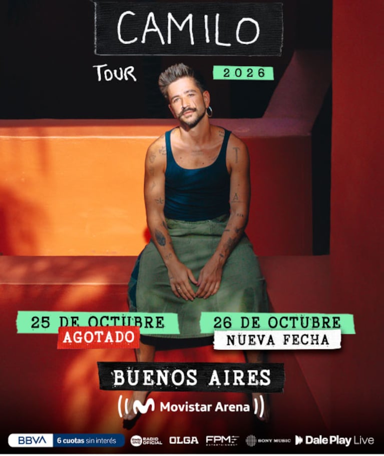 Camilo suma un segundo Movistar Arena en Buenos Aires: cuándo es y cómo conseguir entradas (foto de prensa)