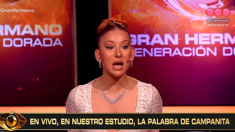 Campanita se enteró en vivo por qué fue expulsada de Gran Hermano: la explicación de Santiago del Moro