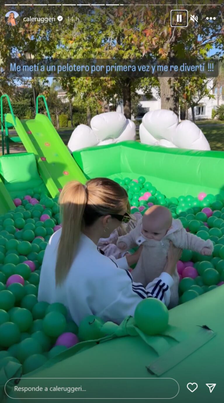 Cande Ruggeri compartió un tierno video de su beba Vita jugando por primera vez en un pelotero: "Me re divertí"