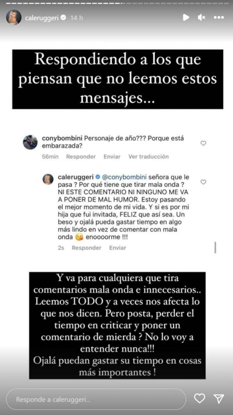 Cande Ruggeri cruzó enojadísima a una seguidora que cuestionó su presencia en Los Personajes del Año