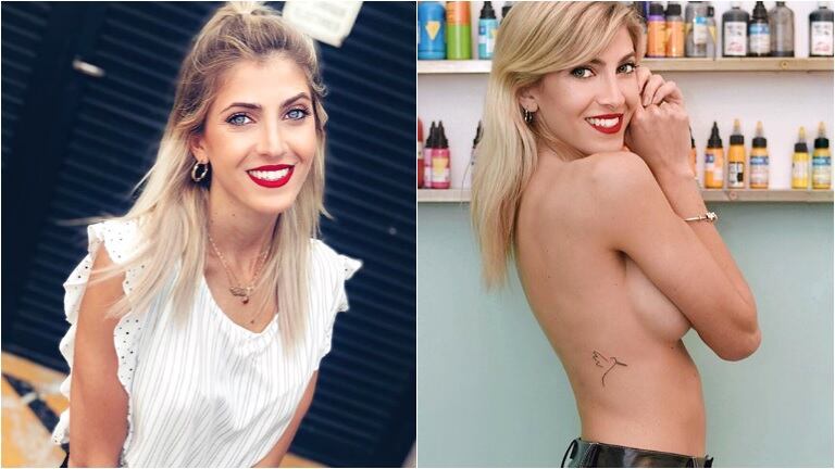 Cande Ruggeri lució su flamante tatuaje en topless (Fotos: Instagram)