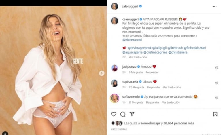 Cande Ruggeri recuperó sus redes sociales y reveló el nombre de su bebé:  "Lo elegimos con mucho amor"