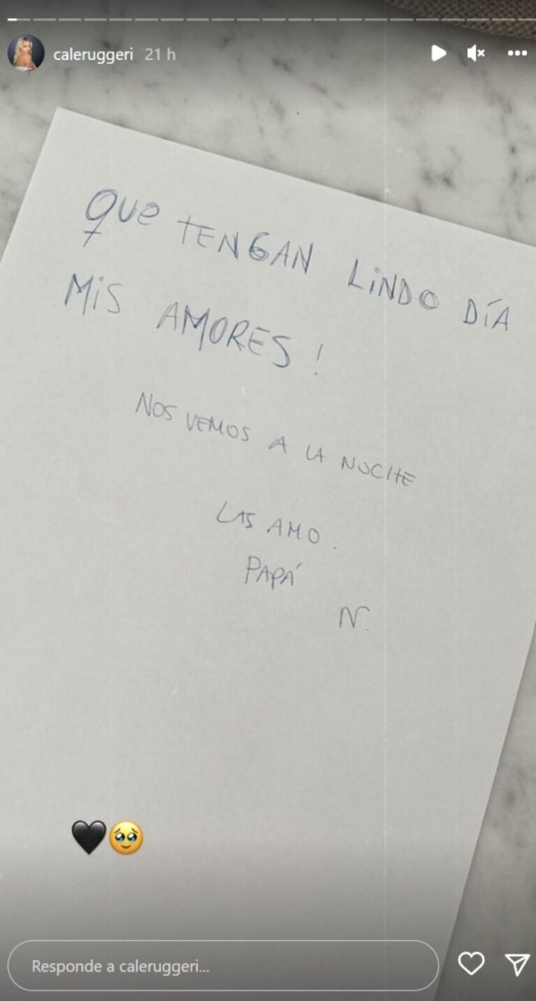 Cande Ruggeri se emocionó con la nota que le dejó Nico Maccari a la mañana