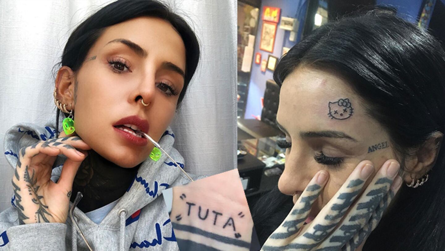 Cande se tatuó la frente y la muñeca.