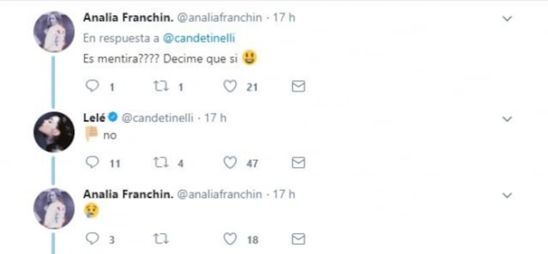 Cande Tinelli confirmó su separación de Franco Masini y publicó fuertes tweets: "El error está en desaparecer cuando más uno necesita al otro"