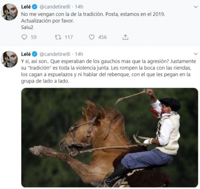Cande Tinelli defendió a los activistas veganos de la Rural: "¿Qué esperaban de los gauchos más que agresión?"