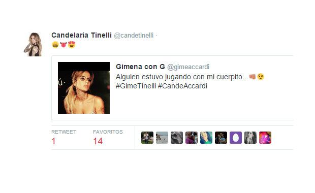 Cande Tinelli le respondió a Gimena Accardi (Foto: Twitter)