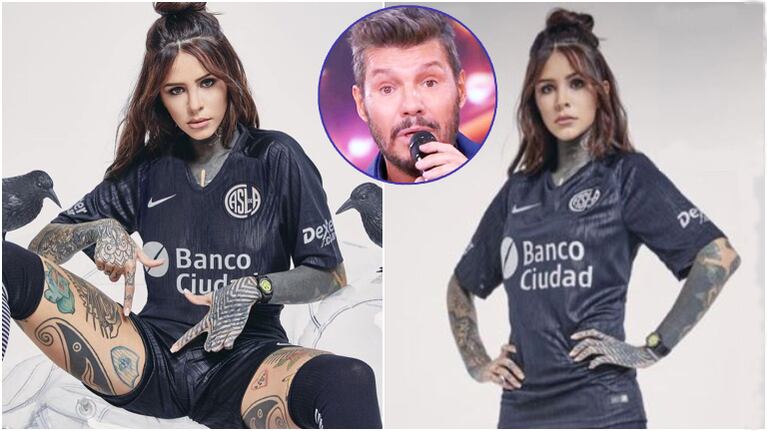Cande Tinelli lució la nueva camiseta de San Lorenzo y mostró dónde se tatuó el escudo: Piel de cuerva