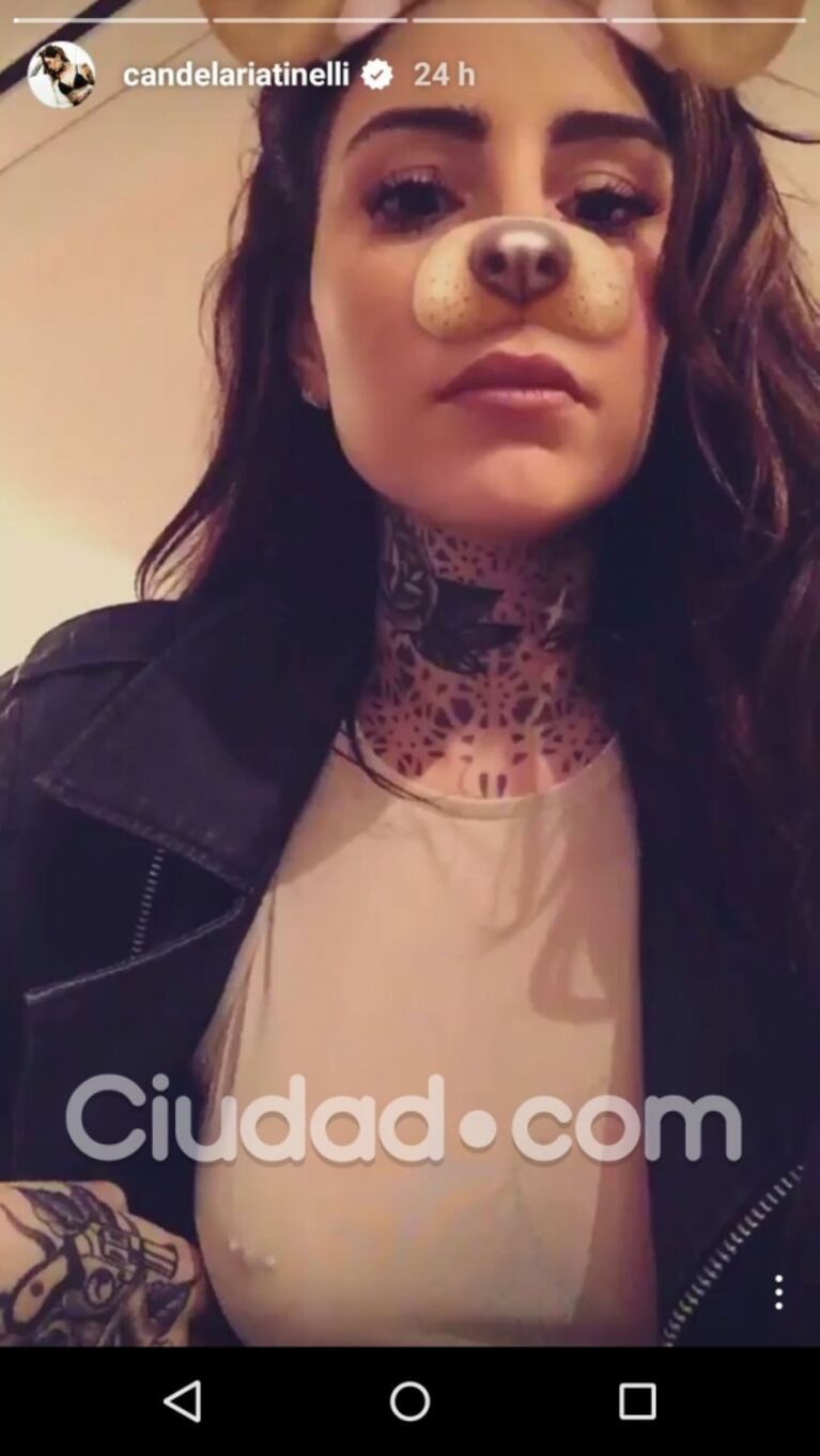 Cande Tinelli lució una ajustada remera con transparencias… y reveló su piercing ultra hot