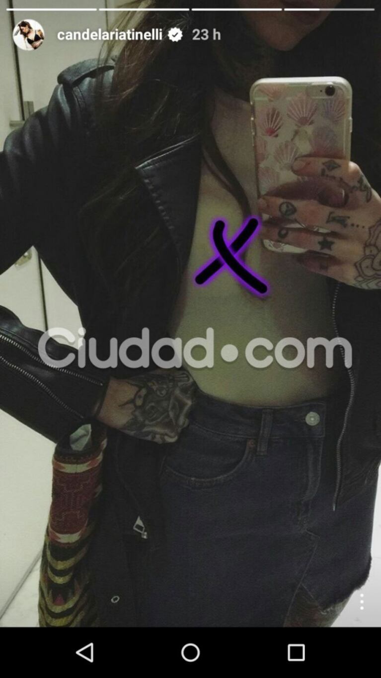 Cande Tinelli lució una ajustada remera con transparencias… y reveló su piercing ultra hot
