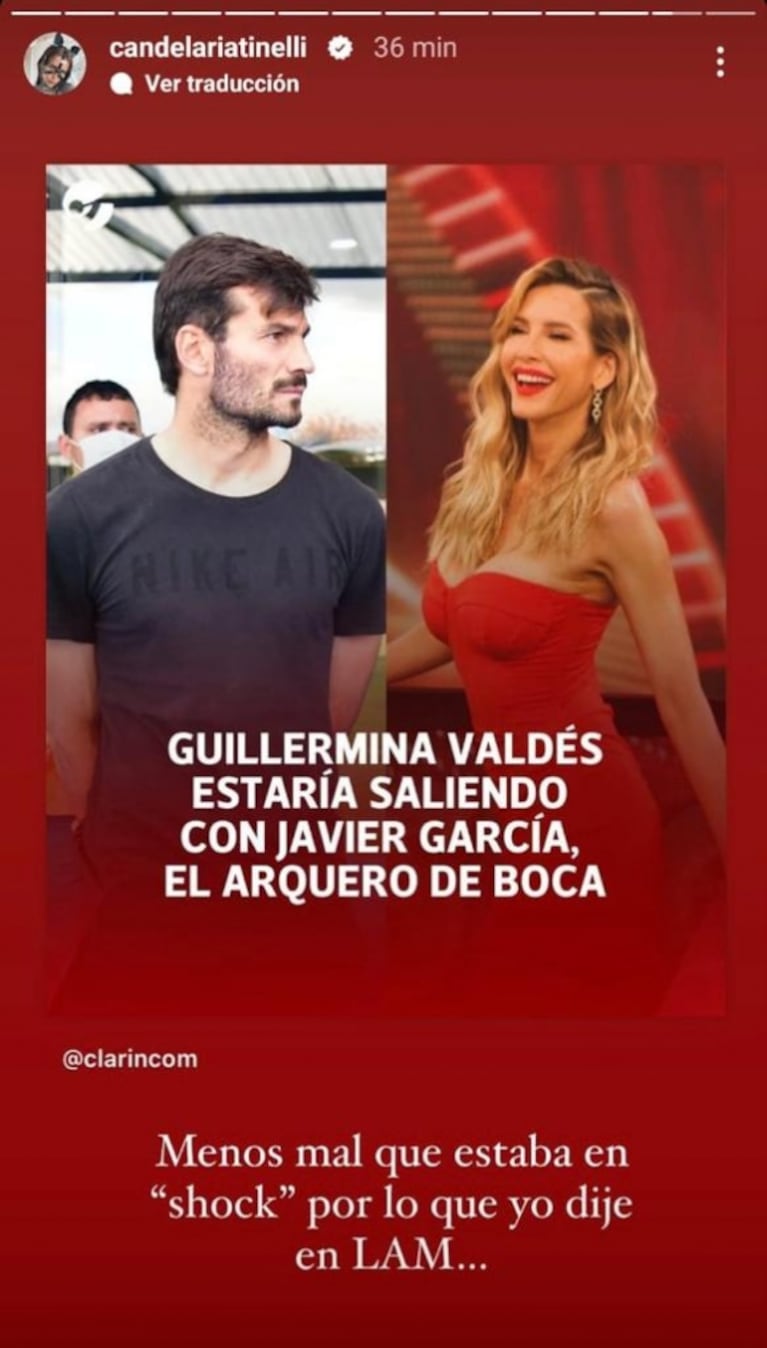 Cande Tinelli reaccionó picantísima al rumor de romance entre Guillermina Valdés y Javier García 