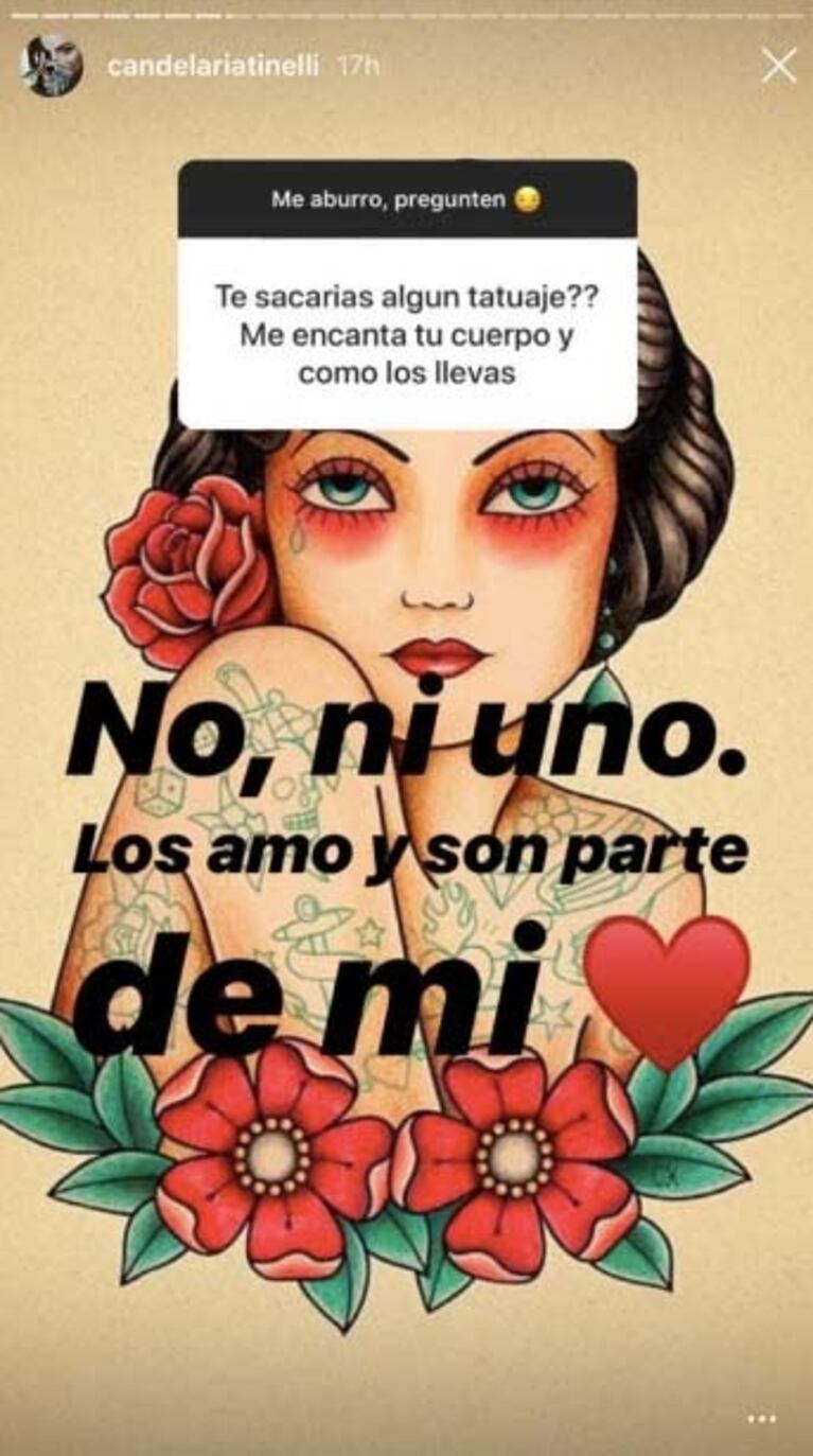Cande Tinelli respondió: ¿se borraría alguno de sus múltiples tatuajes?