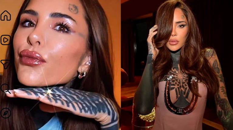 Cande Tinelli se borró un tatuaje de la cara. Fotos: Instagram @candelariatinelli