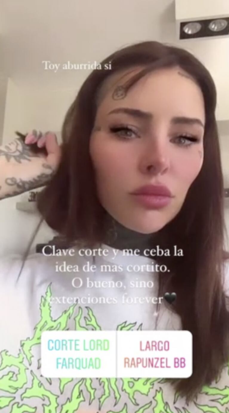 Cande Tinelli se cortó el cabello en pleno aislamiento por covid y mostró el resultado: "Estoy aburrida"