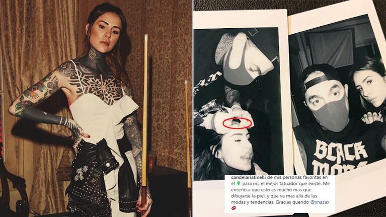 Cande Tinelli se hizo un nuevo tatuaje ¡en la frente!: Mi tatuador me enseñó que esto es mucho más que dibujarse...