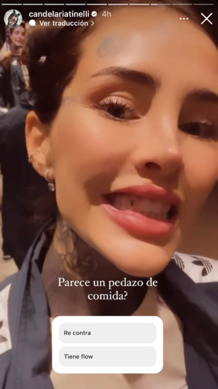 Cande Tinelli se puso un aplique de strass en un diente y se burló de sí misma: "¿Parece un pedazo de comida?"