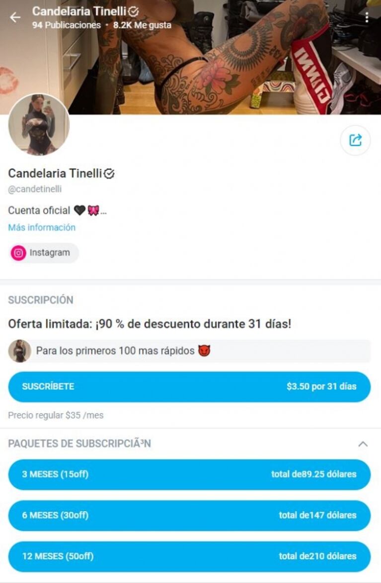 Cande Tinelli se sumó a una plataforma de contenido para adultos y ofrece regalos a sus primeros suscriptores: "¿Jugamos?"