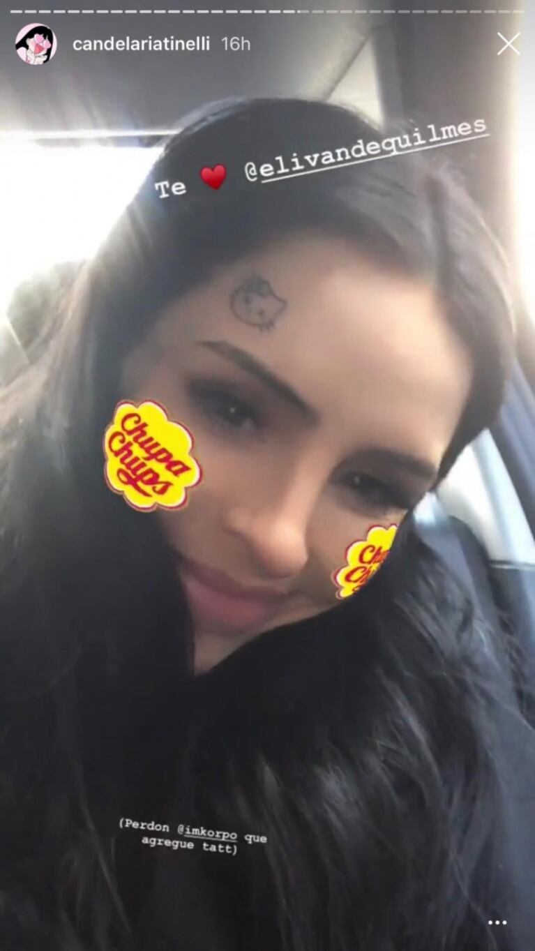 Cande Tinelli se tatuó una Kitty "muerta" en la frente y mostró cómo le quedó
