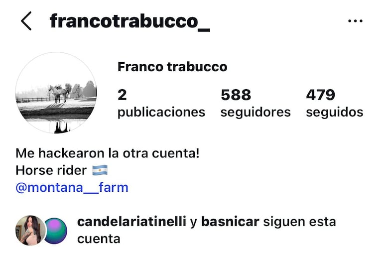 Cande Tinelli sigue a Franco Trabucco en Instagram (Foto: redes sociales/@francotrabucco_).