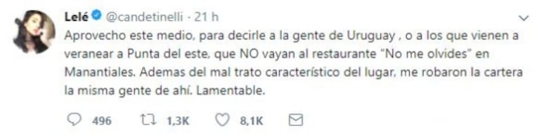 Cande Tinelli, víctima de un robo en Punta del Este: picantes mensajes en las redes y el apoyo de Marcelo