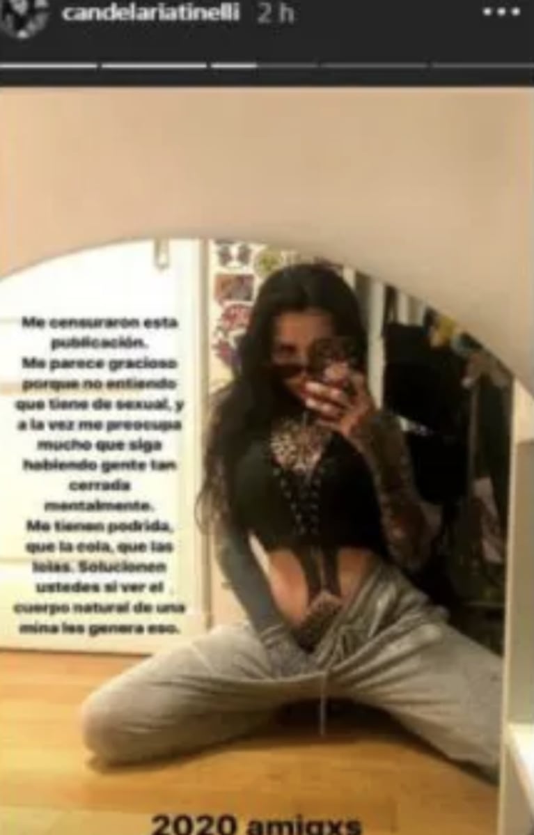 Cande Tinelli volvió a compartir la foto que Instagram le censuró por demasiado "sexual": "Me tienen podrida"