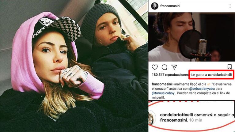 Cande Tinelli volvió a seguir a Franco Masini en Instagram, y volvió a ponerle likes