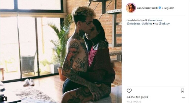 Cande Tinelli y su foto hot con su tatuador: "Love is love"