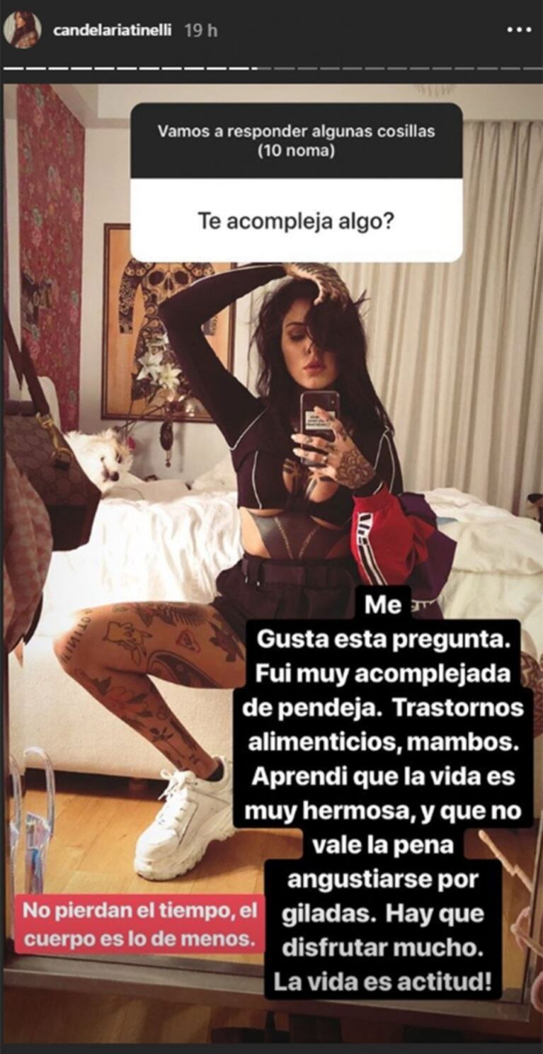 Cande Tinelli y una confesión a corazón abierto: "Fui muy acomplejada y sufrí trastornos alimenticios"