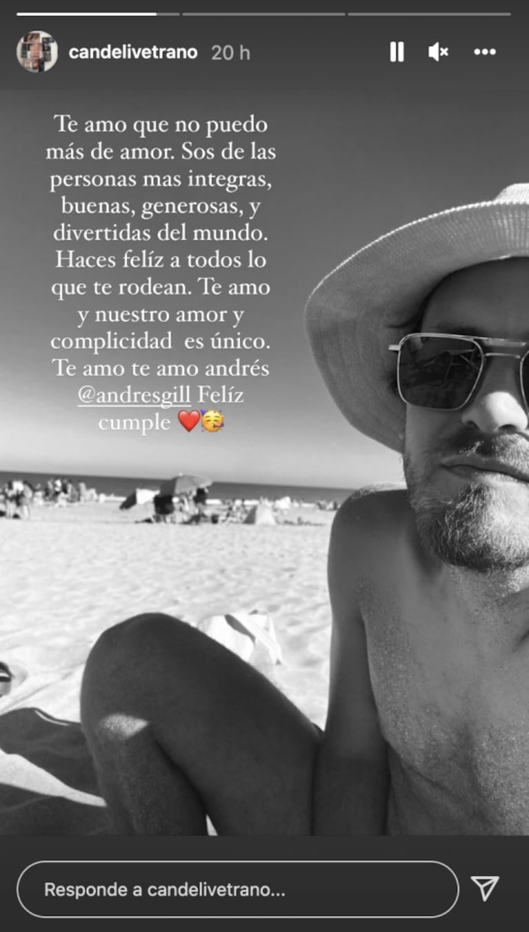 Cande Vetrano saludó romántica a Andrés Gil en su cumpleaños: "Te amo que no puedo más de amor"