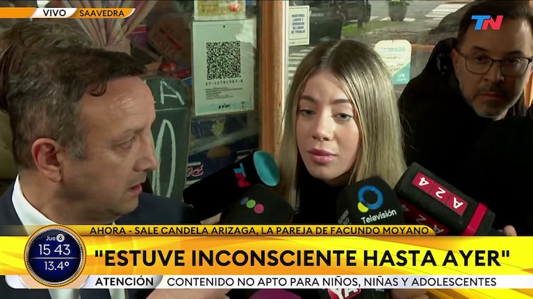 Candela Arizaga habló con la prensa tras el episodio con Facundo Moyano (Foto: captura de TN).