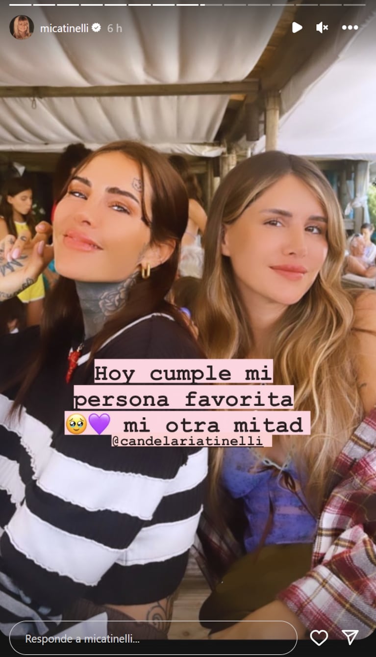 Candelaria Tinelli cumplió 33 años y su hermana Mica la saludó con fotos inéditas de ambas