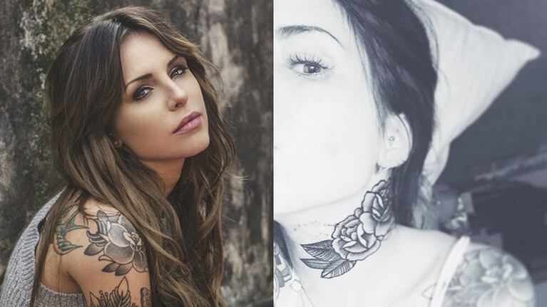 Candelaria Tinelli mostró su nuevo tatuaje en el cuello (Fotos: Instagram). 