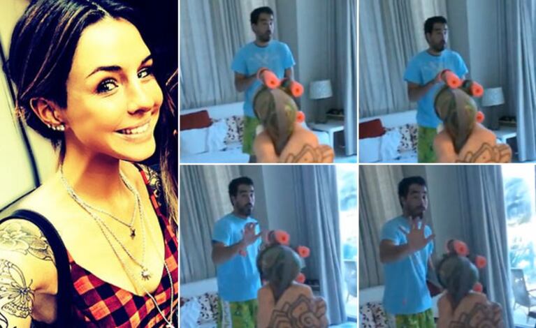 Candelaria Tinelli y su "ataque armado" a Nacho Viale. (Foto: capturas de video)