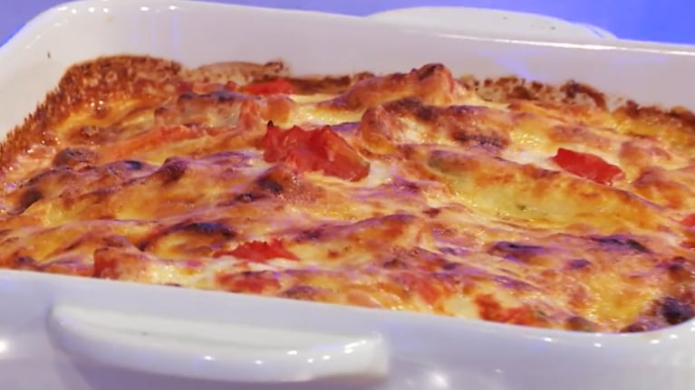 canelones, pollo, espinaca