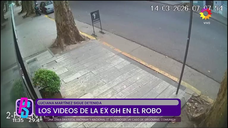 Captura del momento antes de que las pertenencias caigan desde la ventana del hotel al piso de la calle en la causa de Luciana Martínez, la ex Gran Hermano acusada de "viuda negra" de un turista americano junto a su representante (Foto: captura de eltrece).