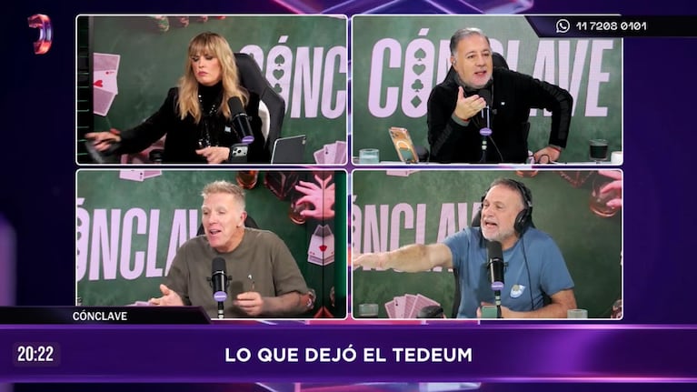 Captura del streaming "Cónclave" con Viviana Canosa y Alejandro Fantino en el momento del cruce