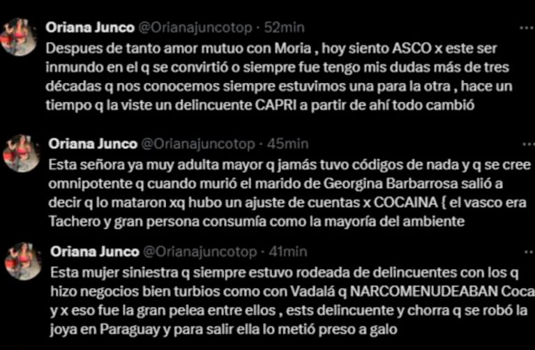 (Captura: X @orianajuncotop)
