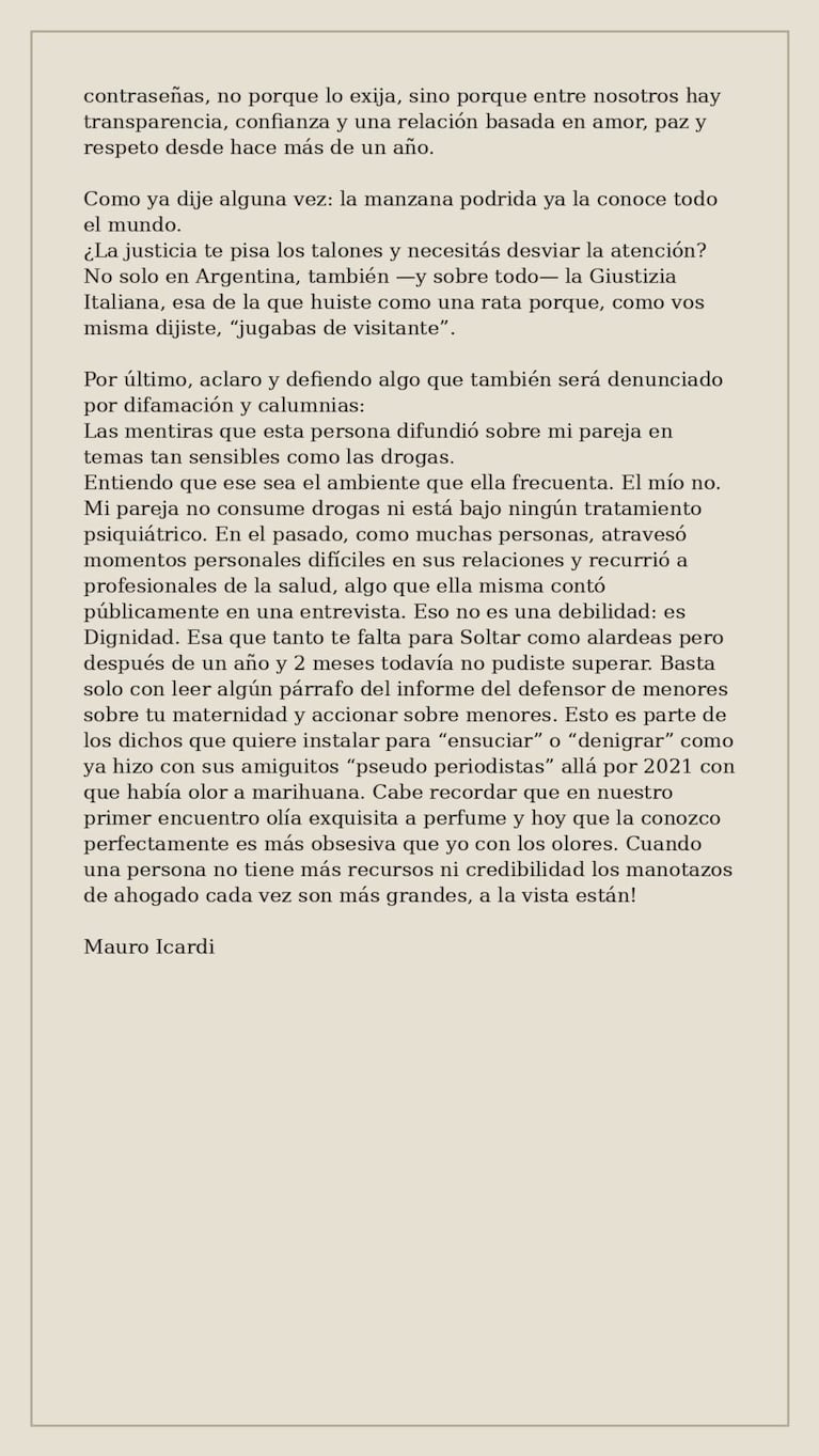 Capturas de Instagram @mauroicardi