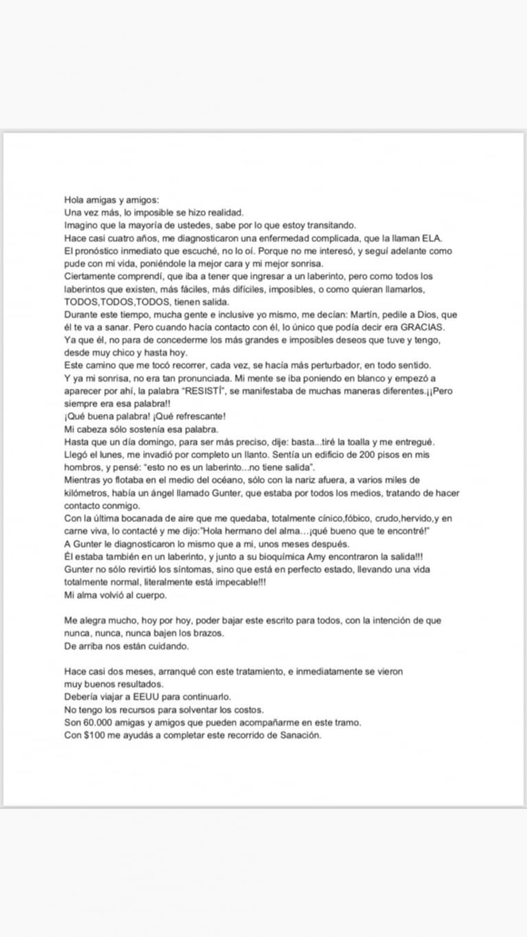 Caramelito Carrizo y su desesperado clamor en las redes sociales por la salud de su hermano Martín