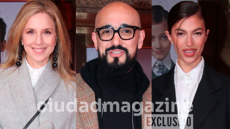 Carla Peterson, Abel Pintos y Stefi Roitman en el estreno de School of Rock (Fotos: Movilpress).