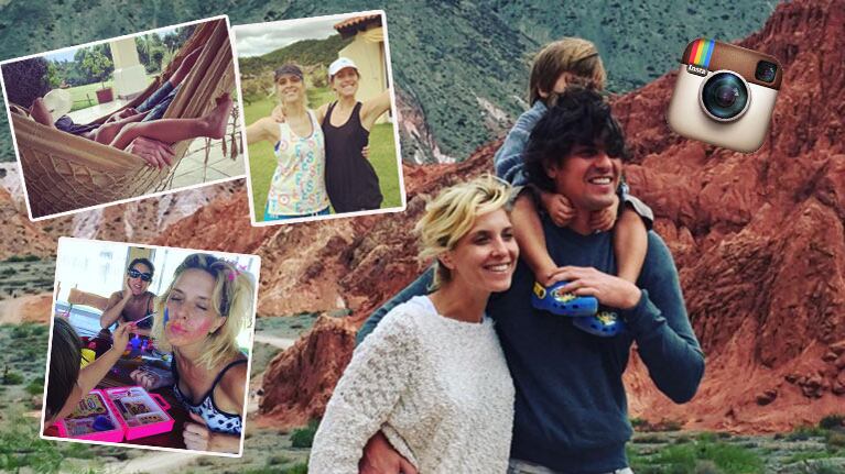 Carla Peterson, Lousteau y Gaspar, felices en el NOA (Fotos: Instagram).