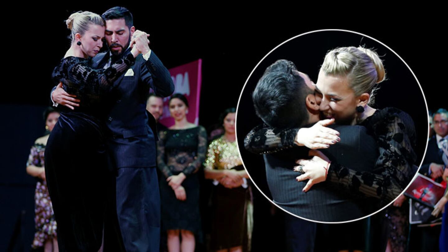 Carla Rossi y José Luis Salvo, la pareja argentina que ganó la final del Mundial de Tango en categoría Pista. (Foto: AP)