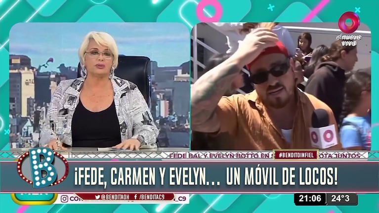 Carmen Barbieri y Fede Bal en un móvil (Foto: captura de El Nueve).