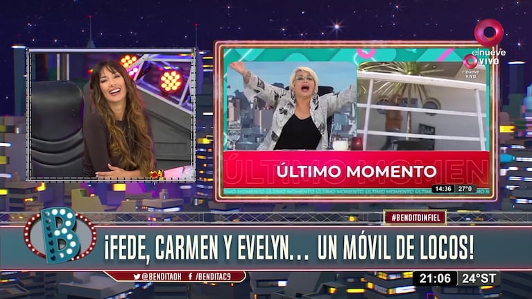 Carmen Barbieri y Fede Bal en un móvil (Foto: captura de El Nueve).