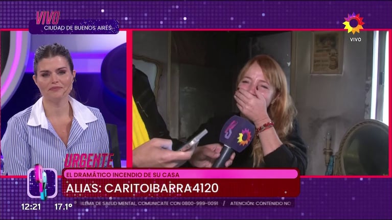 Caro Ibarra recibió una donación de la hermana de Angie Balbiani y estalló de emoción (Foto: captura de eltrece).