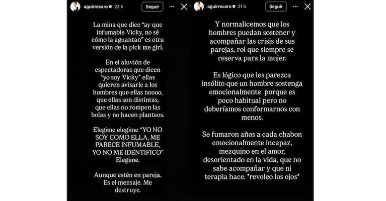 Carolina Aguirre defendió a Vicky, el personaje de Griselda Siciliani en “Envidiosa”, tras una ola de críticas. CREDITO: INSTAGRAM