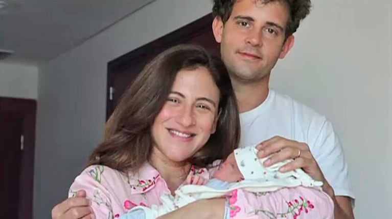 Carolina Amoroso, Guido Covini y su bebé Vicente (Foto: captura TN)