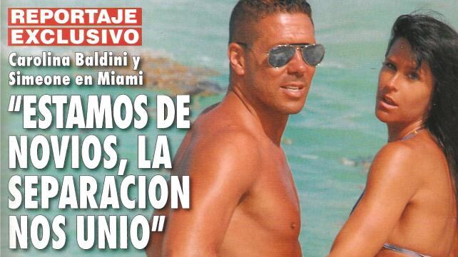 Carolina Baldini y Diego Simeone en Miami